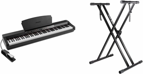 Alesis Prestige Artist 88 Key Digital Piano   RockJam Xfinity Heavy-Duty, Double-X, Pre-Assembled, Infinitely Adjustable Piano Keyboard Stand with Locking Straps