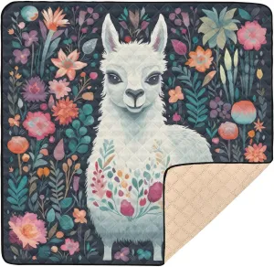 Alpaca Baby Play Mat,Portable Foldable Crawling Mat Thicken Soft Non-Slip Waterproof Washable Baby Mat 50 x 50 Inch