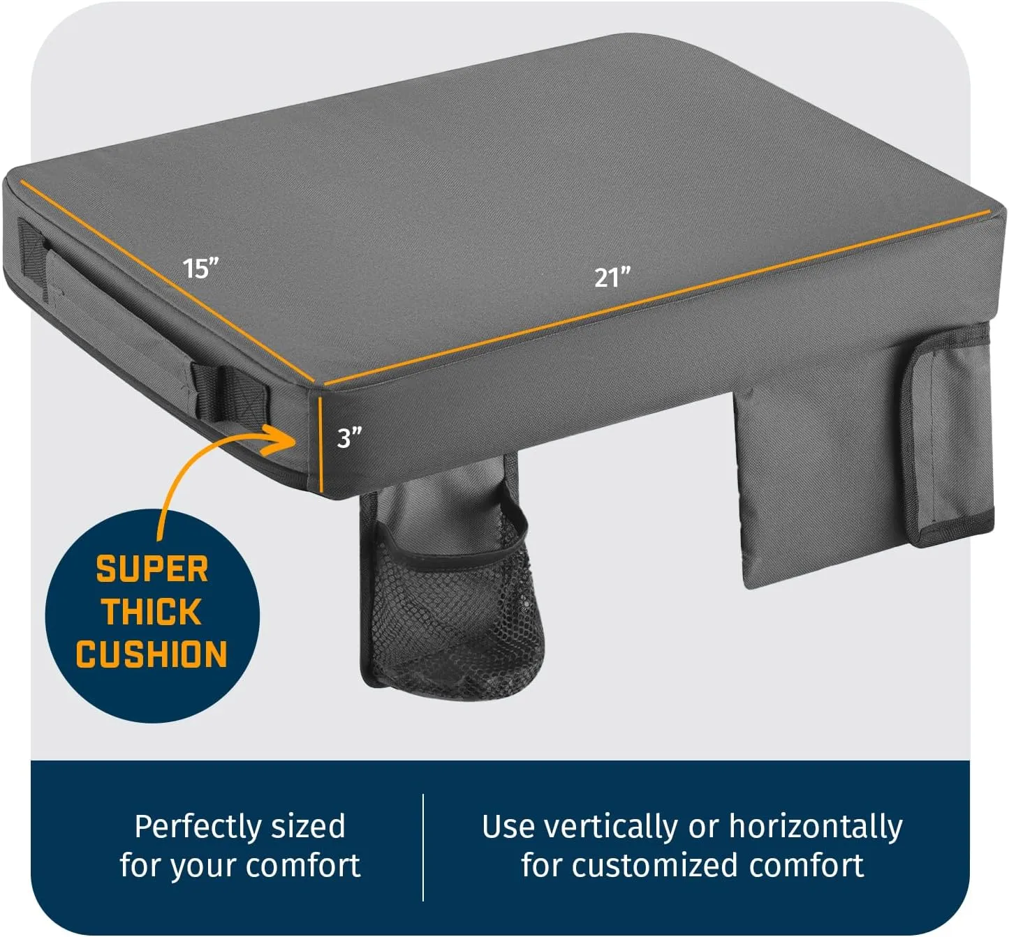 Alpcour Portable Extra Thick Stadium Seat Cushion – Bleacher Cushion with Side Pocket, Cup Holder, Waterproof, Anti-Slip, and Straps – Perfect for Football Seats and Bench Seats for Bleachers
