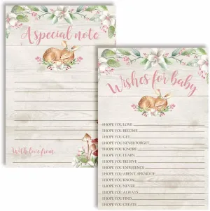 Amanda Creation Little Deer Woodland Girl Baby Wishes Cards 20, 4"x6" - Great Keepsake and Fun Activity for Baby Showers - Wishes for Baby Keepsakes Last Generations - Fill-In, Double-Sided Cards