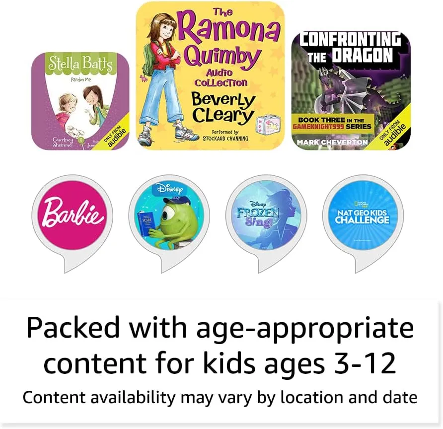 Amazon Echo Dot Kids with Alexa (newest model), Designed for kids, with parental controls, Includes 1 Year of Amazon Kids , Dragon