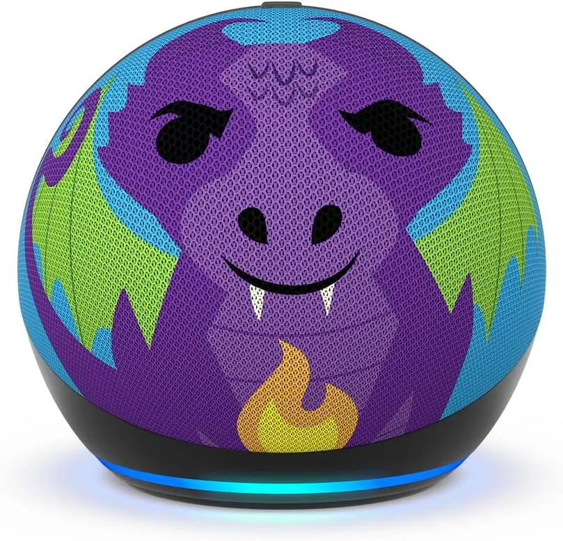 Amazon Echo Dot Kids with Alexa (newest model), Designed for kids, with parental controls, Includes 1 Year of Amazon Kids , Dragon