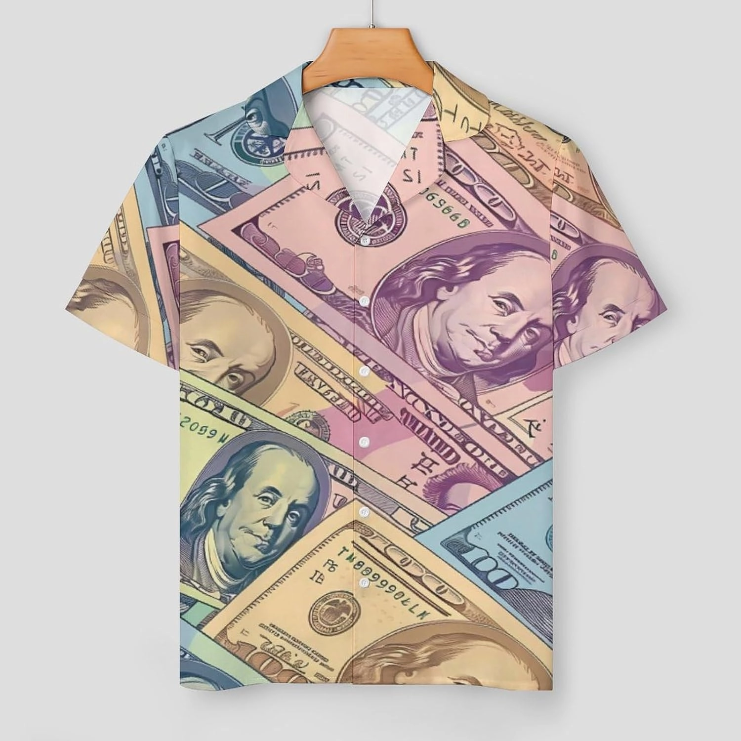 American Money Colorful Bill Dollars Women's Satin Pajama Set Short Sleeve Button Down Sleepwear Loungewear Pj Set