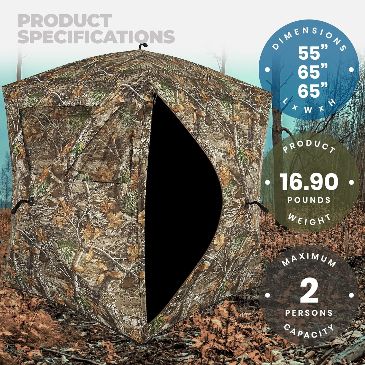 Ameristep Care Taker Kick Out Pop-Up Ground Blind, Premium Hunting Blind