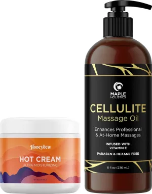 Anti Cellulite Massage Oil - Skin Firming Hot Cream and Cellulite Oil for Men and Women with Essential Oils - Advanced Formula for Thighs and Butt