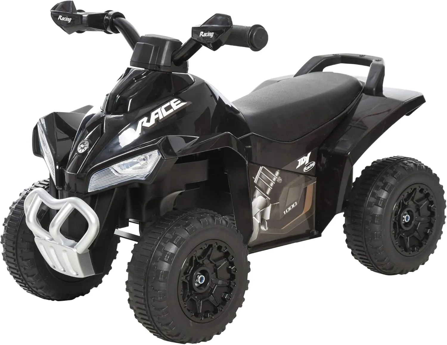 Aosom NO Power Kids Ride On Push Car, Ride Racer, Foot-to-Floor Sliding Car, Walking ATV Toy with Music, Lights, for 1.5-3 Years Old, Black