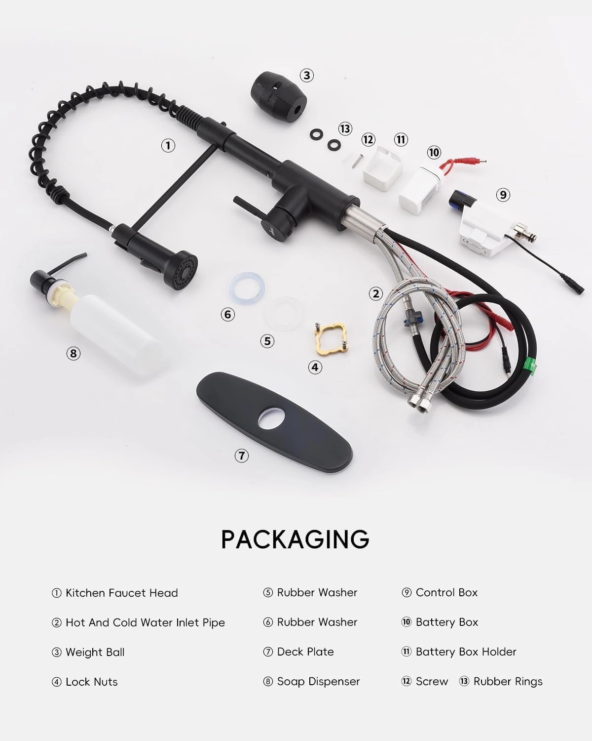 APPASO Black Touchless Kitchen Faucet with Soap Dispenser, Motion Sensor Activated Hands-Free Automatic Faucet for Sink with Pull Down Sprayer, Single Handle Smart Faucets for Kitchen Sink