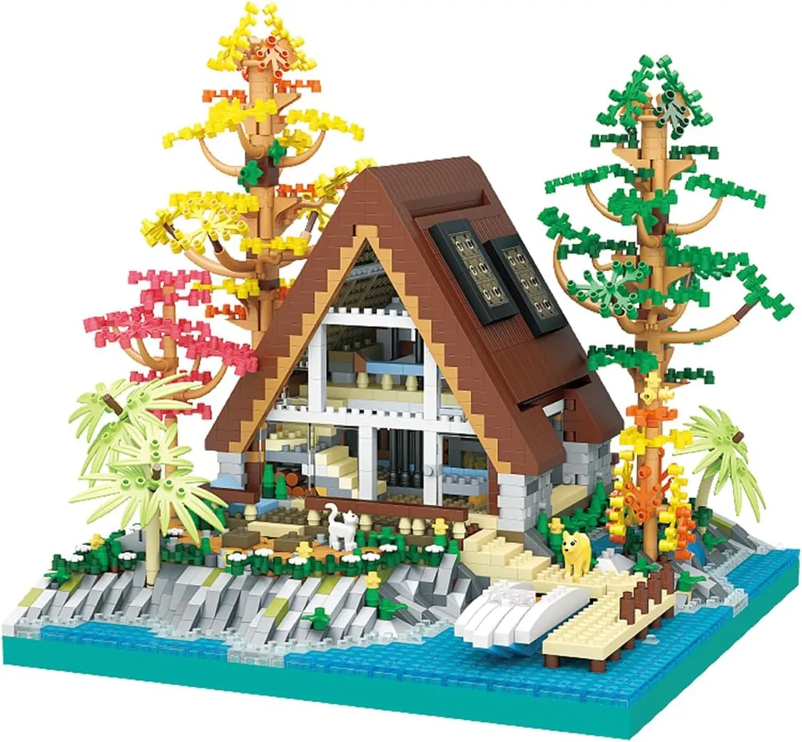 Architecture Mid-Lake Island Treehouse Building Block Toys, Lake Sea Isle Treehouse Architecture Building Blocks Set, Gifts for Children and Adults (2688 PCS)
