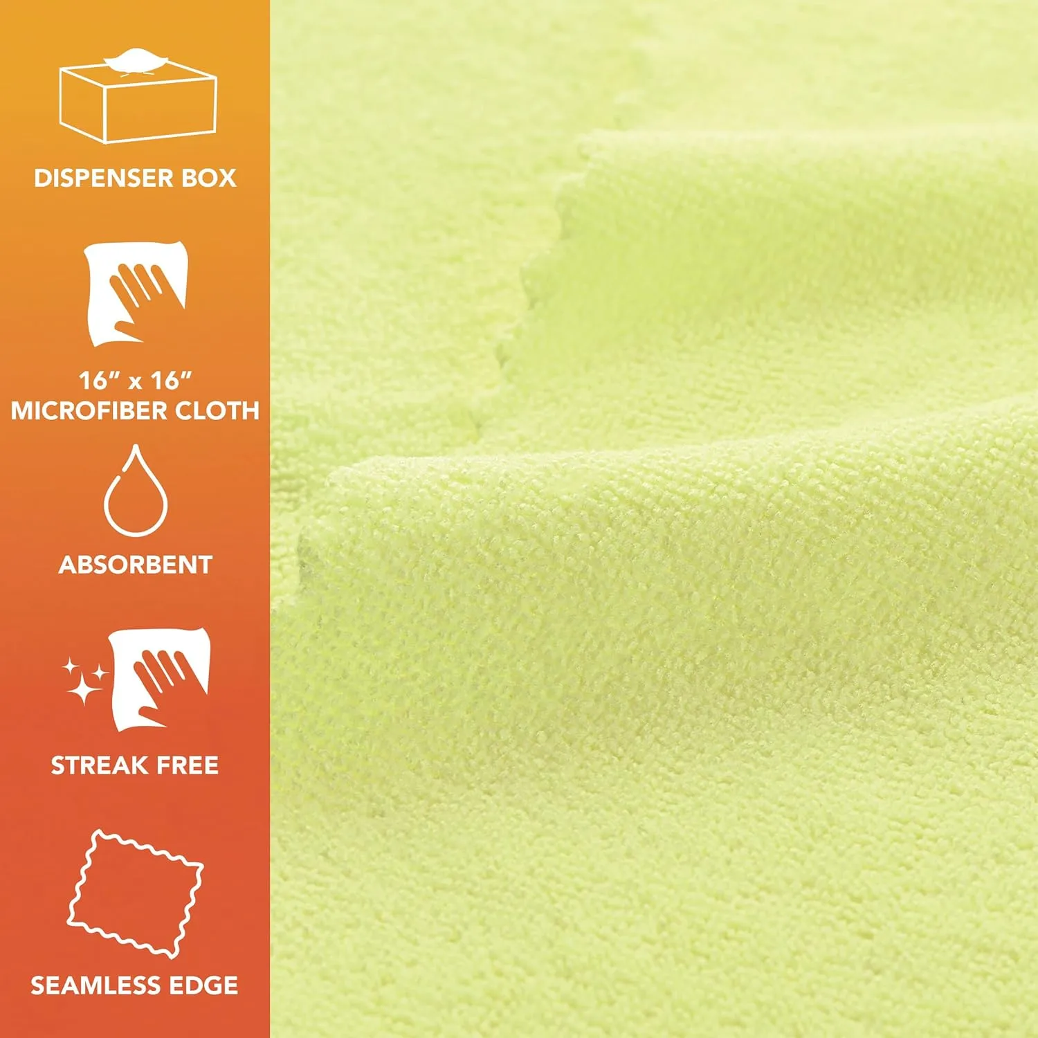 Arkwright Smart Rags in Box - (Pack of 50) Lint Free, Large Microfiber Cleaning Cloth, Scratch & Streak-Free, Dispensable Wash Towels for Cars, Kitchen, and Window Glass, Yellow