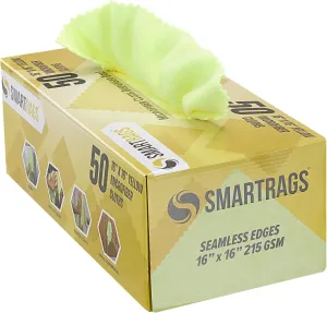 Arkwright Smart Rags in Box - (Pack of 50) Lint Free, Large Microfiber Cleaning Cloth, Scratch & Streak-Free, Dispensable Wash Towels for Cars, Kitchen, and Window Glass, Yellow