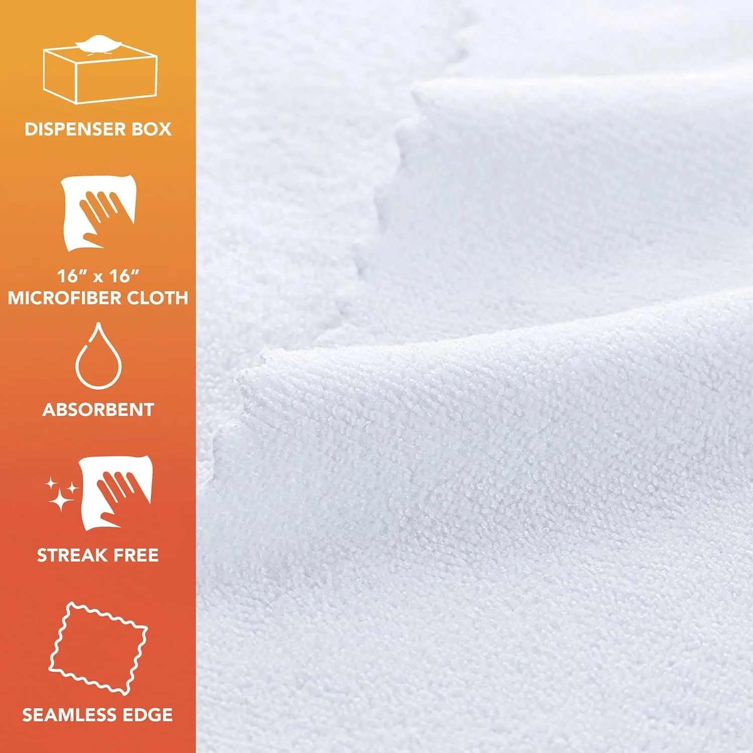 Arkwright Smart Rags in Box - (Pallet of 8000) Lint Free, Large Microfiber Cleaning Cloth, Scratch & Streak-Free, Dispensable Wash Towels for Cars, Kitchen, and Window Glass, 16 x 16 in, White