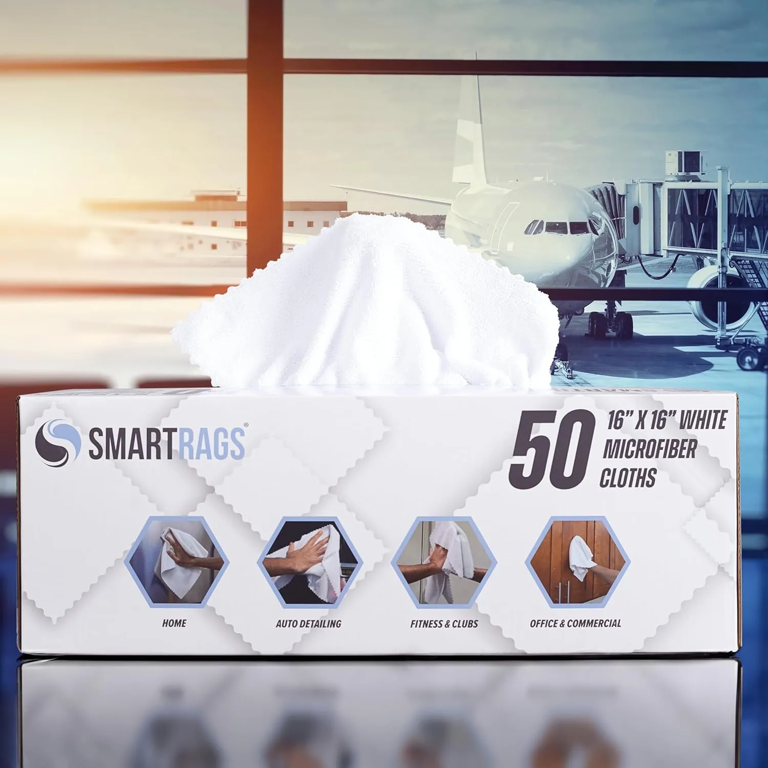 Arkwright Smart Rags in Box - (Pallet of 8000) Lint Free, Large Microfiber Cleaning Cloth, Scratch & Streak-Free, Dispensable Wash Towels for Cars, Kitchen, and Window Glass, 16 x 16 in, White