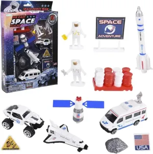 ArtCreativity 15 Piece-Diecast-Space Play Set, Space Toys for Kids with Rocket, Shuttle, Astronaut Figurines, Rovers, and More, Astronaut Toys for Boys and Girls, Space Gifts for Kids