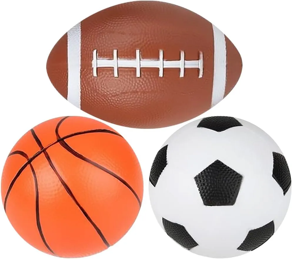 ArtCreativity Sports Ball Set with 3 Balls, Includes Kids’ Basketball, Football, and Soccer Ball, Durable PVC Sports Balls for Kids, Great as Sports Party Decorations, Playground Balls, and Gifts