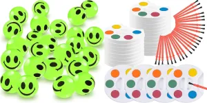 ArtCreativity Watercolor Paint Set & Glow in The Dark Smile Face Bouncy Balls