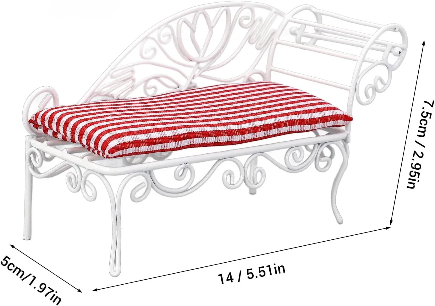 Asixxsix Miniature Dollhouse Bed, 1: 12 Scale Dollhouse Furniture Mini Metal Daybed Frame with Mattress, Iron Miniature Dollhouse Daybed, Dollhouse Decor, Mini Furniture Ornaments (White)