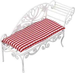 Asixxsix Miniature Dollhouse Bed, 1: 12 Scale Dollhouse Furniture Mini Metal Daybed Frame with Mattress, Iron Miniature Dollhouse Daybed, Dollhouse Decor, Mini Furniture Ornaments (White)