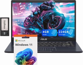ASUS 14" FHD Laptop, Intel Pentium N6000 Processor, 4GB RAM, 224GB Storage(64GB eMMC 160GB Docking Station Set), Intel UHD Graphics, Webcam, Bluetooth, Win 11, Star Black