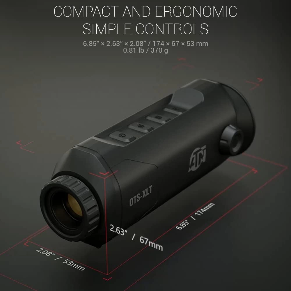 ATN OTS XLT Thermal Monocular w/ 50Hz Thermal Sensor, Smart Rangefinder, Classic Ergonomics, 10hrs  Battery Power