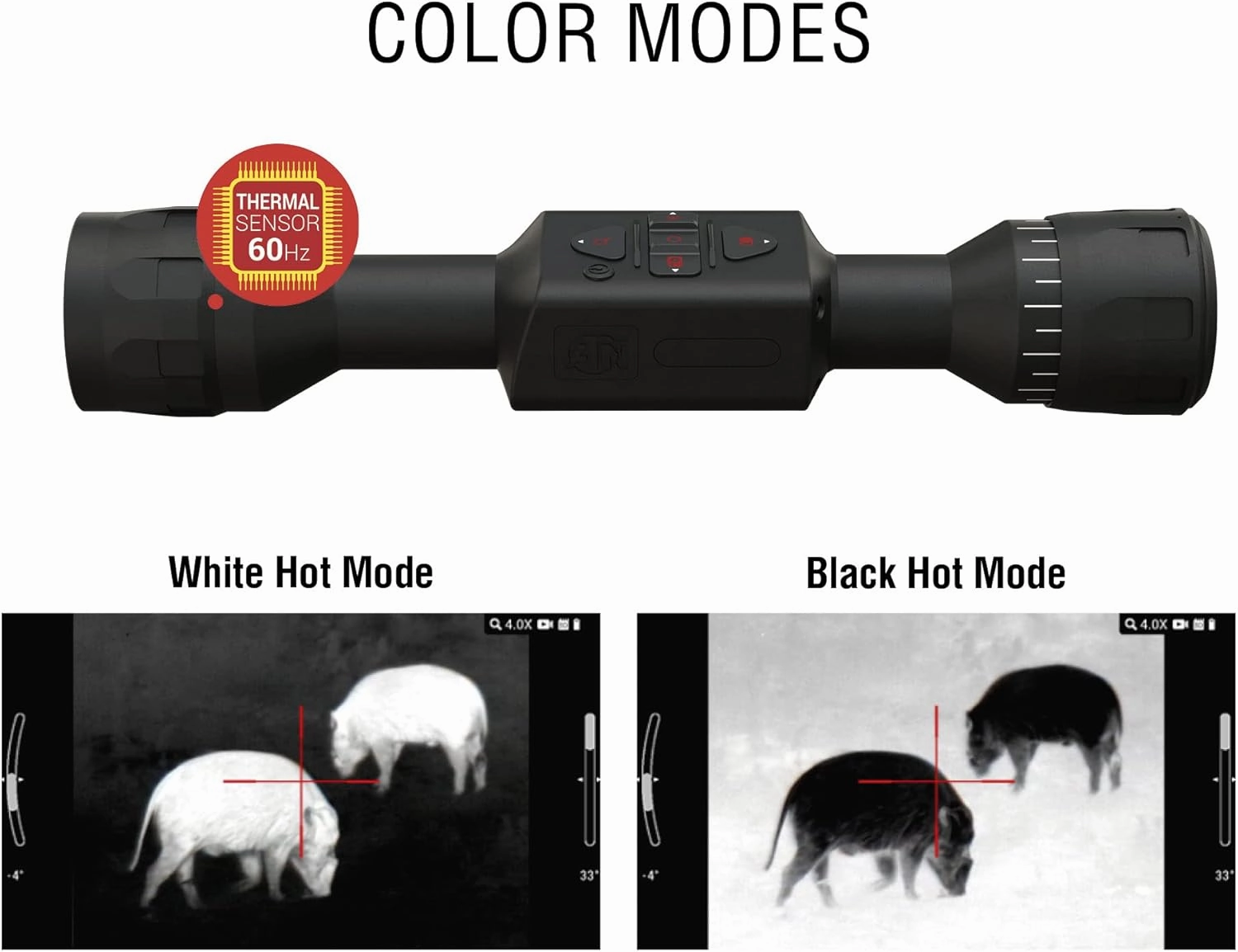 ATN Thor LTV Ultra Light Thermal Hunting Scope, 4K  4056x3040 Thermal Sensor, 4K Video Record, One Shot Zero, 10h  Battery Power