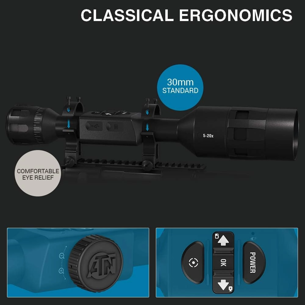 ATN X-Sight-4k Pro Smart Day/Night Scope w/Full HD Video rec, Smooth Zoom, Bluetooth and Wi-Fi (Streaming, Gallery & Controls)