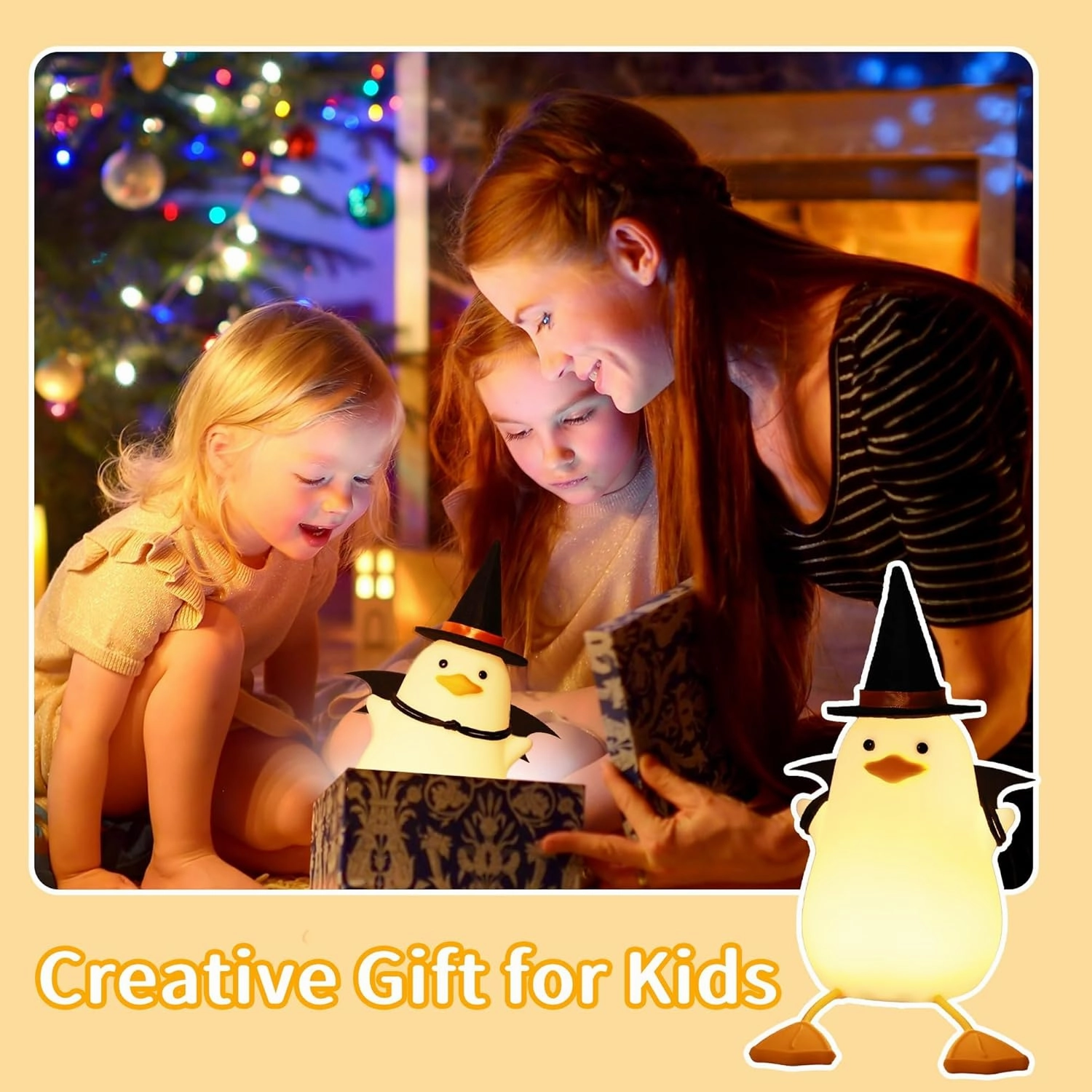 Attivolife Duck Night Light for Kids, LED Bedside Table Silicone Lamp, Timer Dimmable Animal Magician Touch Control Nursery Portable, Halloween Birthday Gift for Boy Girl (Bat Wing)