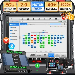 Autel MaxiSys Ultra Scanner: 2025 MSULTRA Top1 Intelligent Scan Tool, Topology 2.0, Up of MS919 MS909 Ultra Lite, 2000$ 5-in-1 VCMI, Motor Truspeed, ECU Programming, 40  Reset, 3K  Active Test, OE TSB