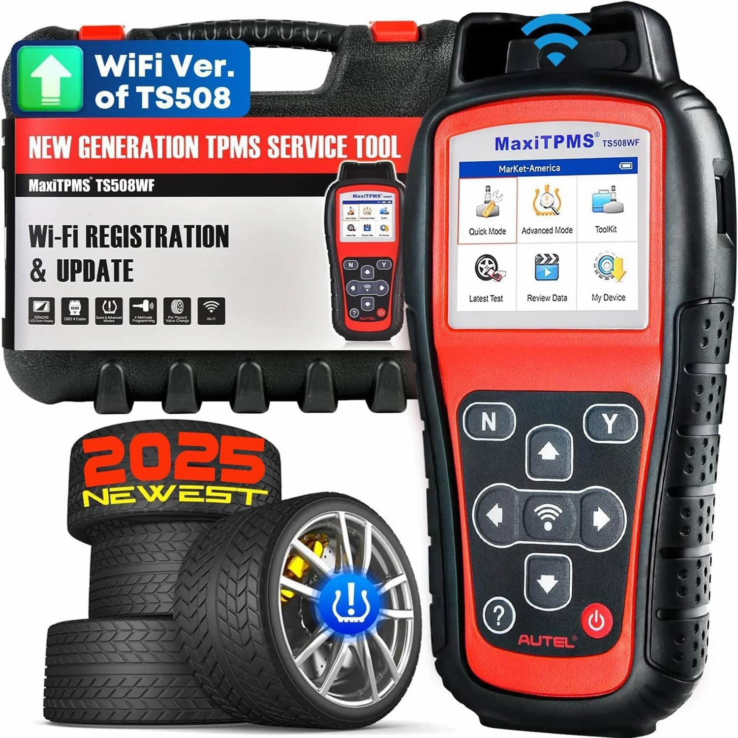 Autel MaxiTPMS TS508WF TPMS Programming Tool, 2025 Upgrade WiFi Ver. of TS508 TS501 TS408 TS601, Tire Pressure Monitor, Program MX-Sensors 315/433MHz, Relearn Activate All Sensors, TPMS Reset Diagnose