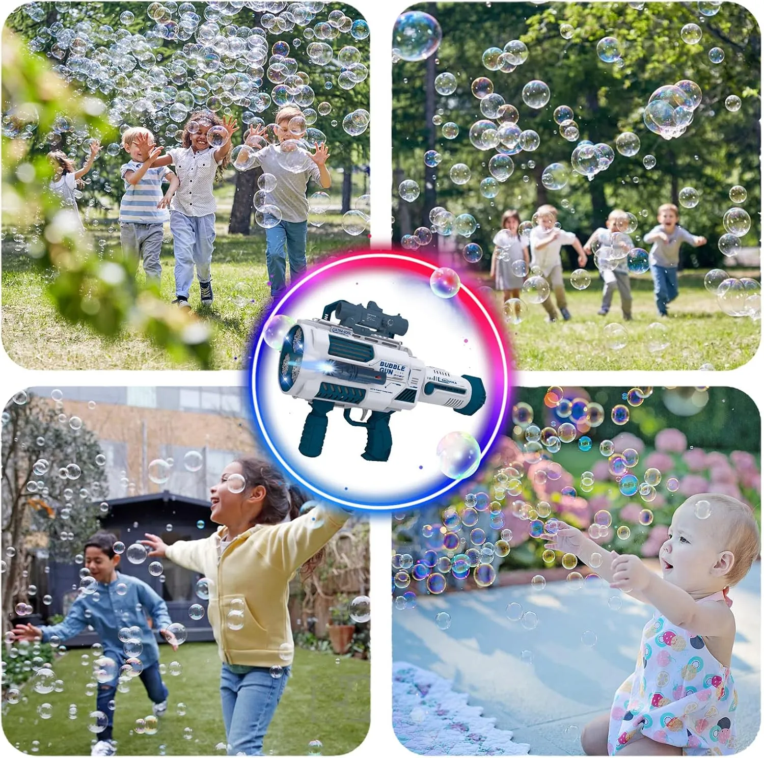 Automatic Gatling Bubble Gun,That Produces Thousands of Bubbles per Minute, Suitable for Children and Adults and Perfect for Indoor and Outdoor Birthday Parties for Girl Boy
