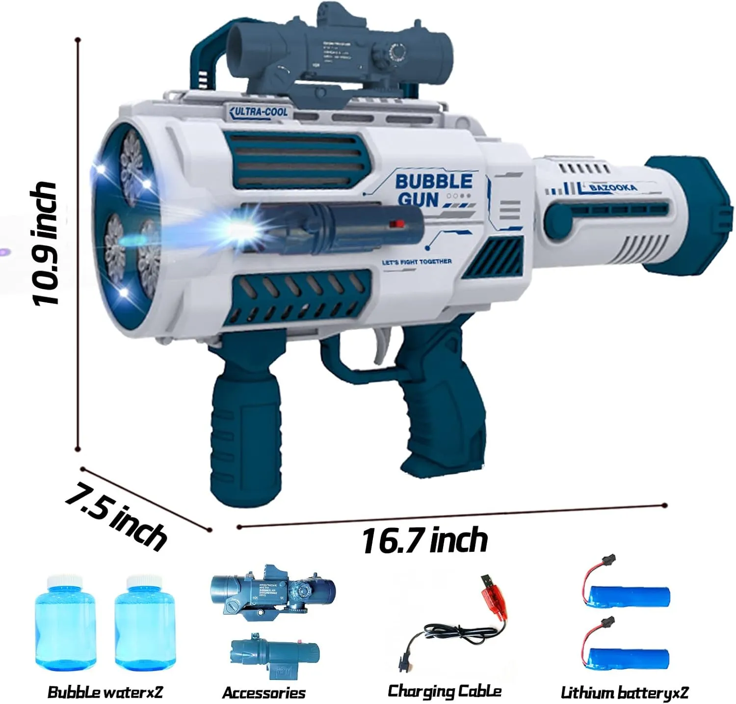Automatic Gatling Bubble Gun,That Produces Thousands of Bubbles per Minute, Suitable for Children and Adults and Perfect for Indoor and Outdoor Birthday Parties for Girl Boy