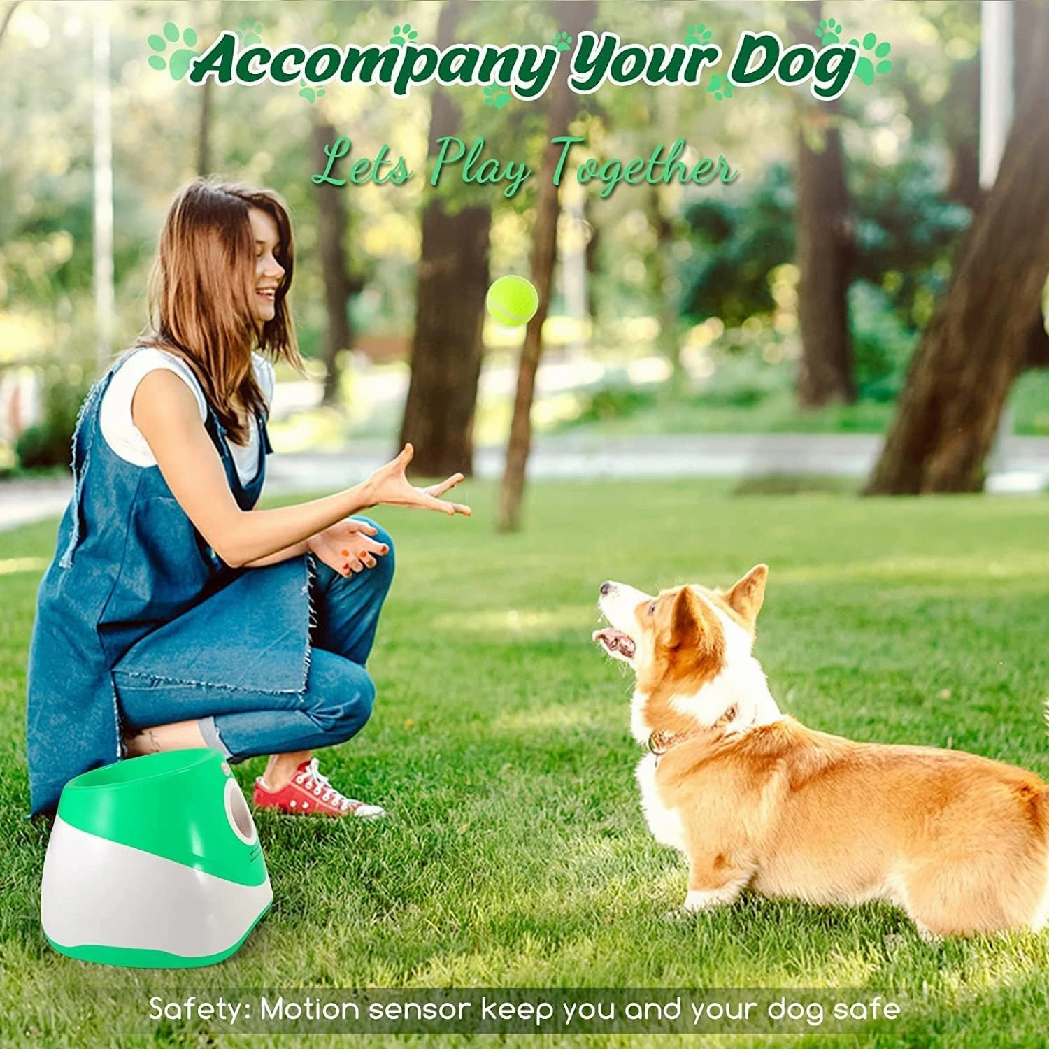 Automatic Ball Launcher for Small Dogs, USB Rechargeable Ball Thrower,10-30 Ft, Indoor& Outdoor Tennis Ball Thrower, 15PCS Mini Tennis Balls Included