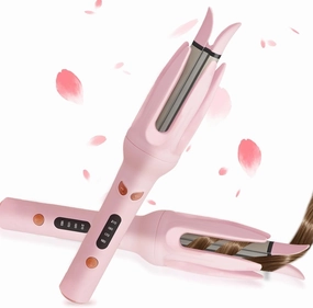 Automatic Curling Iron 4 Temperature Settings 15s Timer 1" Barrel Anti Tangle & Auto Shut Off Feature Dual Voltage for Global Use Fast Heating Hair Styling Tool in Stylish Pink