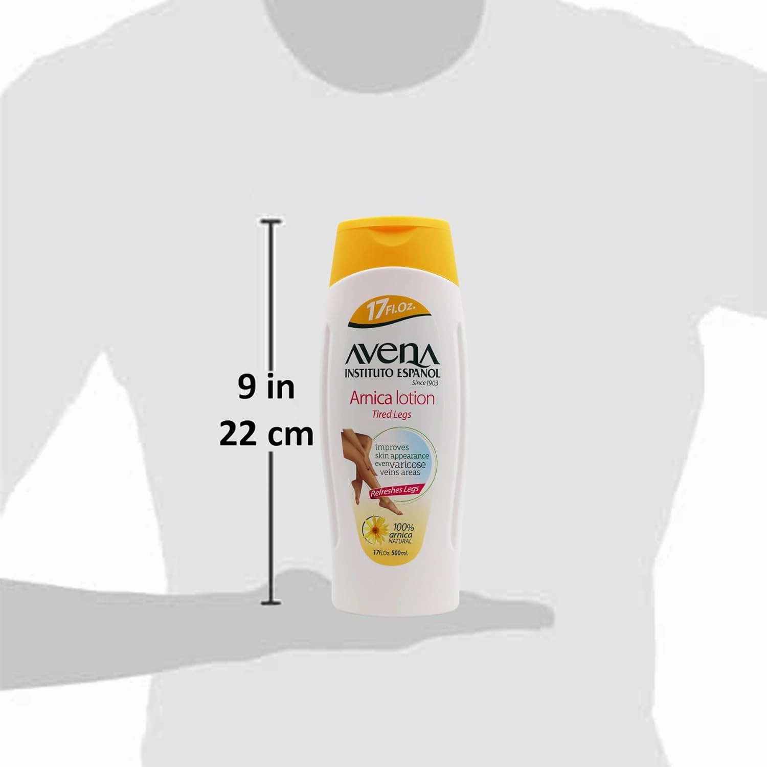Avena Instituto Español Arnica Lotion Tired Legs, Improves Skin Appearance, Even Varicose Veins Areas, Refreshes Legs, 2-Pack of 17 FL Oz each, 2 Bottles