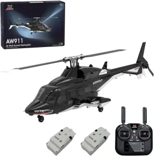 AW-911 RC Helicopter for Ages16 , 1/34 Scale 3D Stunt Remote Control Helicopter with GPS Radar & 6G Flight Control & Anti-Crash Design 2 Battery(RTF Version/Mode 1/Mode 2 Switchable)