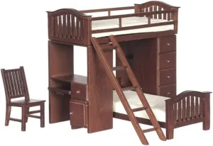 Aztec Imports, Inc. Dollhouse Miniature Student's Walnut Bunkbed Loft