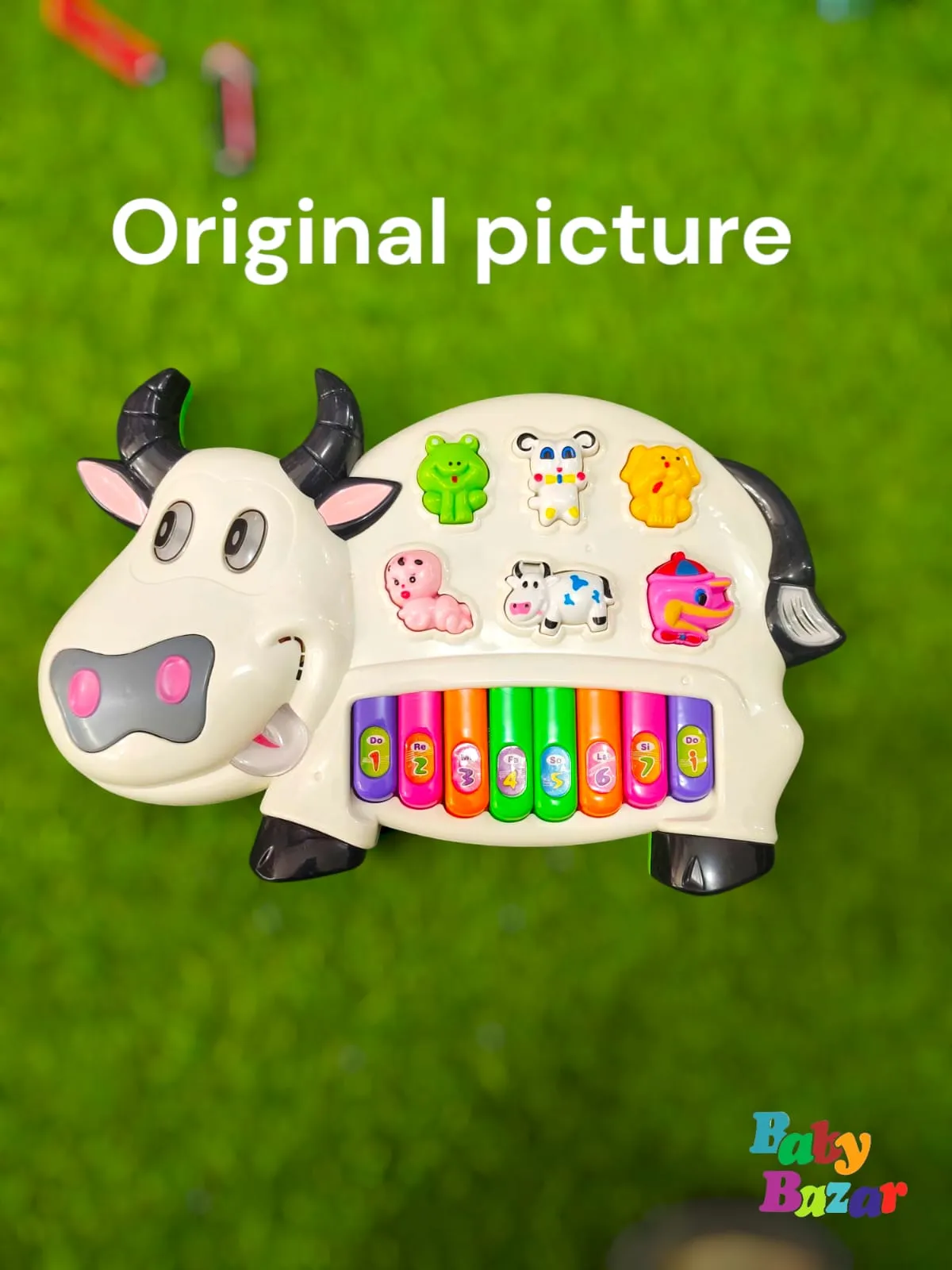 Baby Bazar Musical Cow Toy Animal Sound & Piano Keyboard Learning Toy for Kids (30x18 cm)
