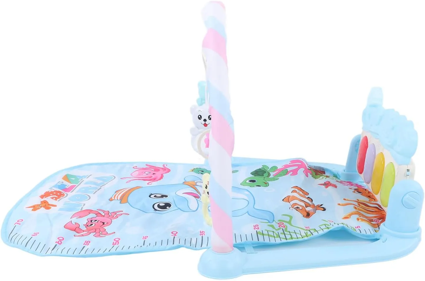 Baby Kick Piano Soft Educational 5 Pendant Toys Portable Infant Gym Play Mat with Music Light for 0 to 12 Months