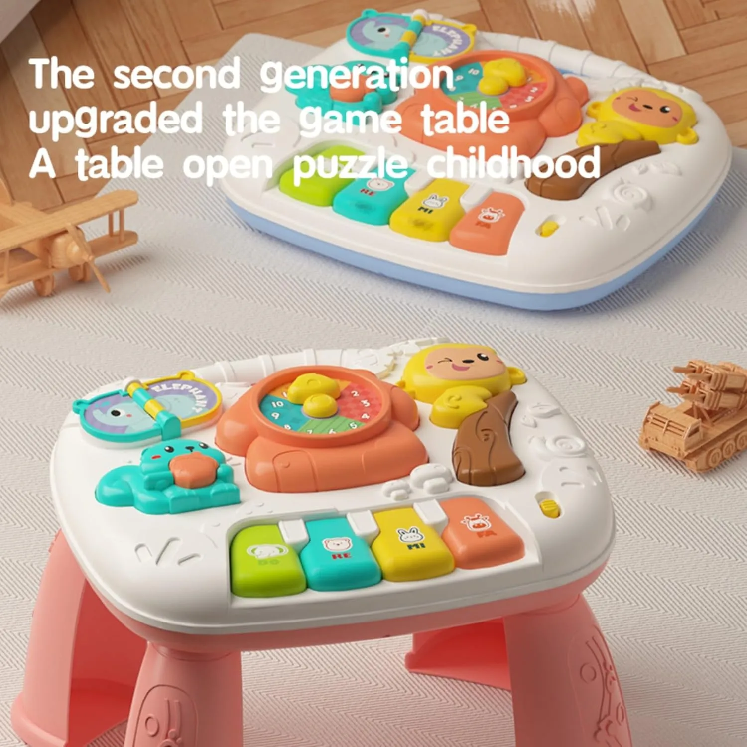 Baby Multi-Functional Learning Table - 12 Months   Detachable Tripod Early Education Music Game Table Animal Sound Effects   Piano Keys   Multi-Sensory Enlightenment Toys (Blue)