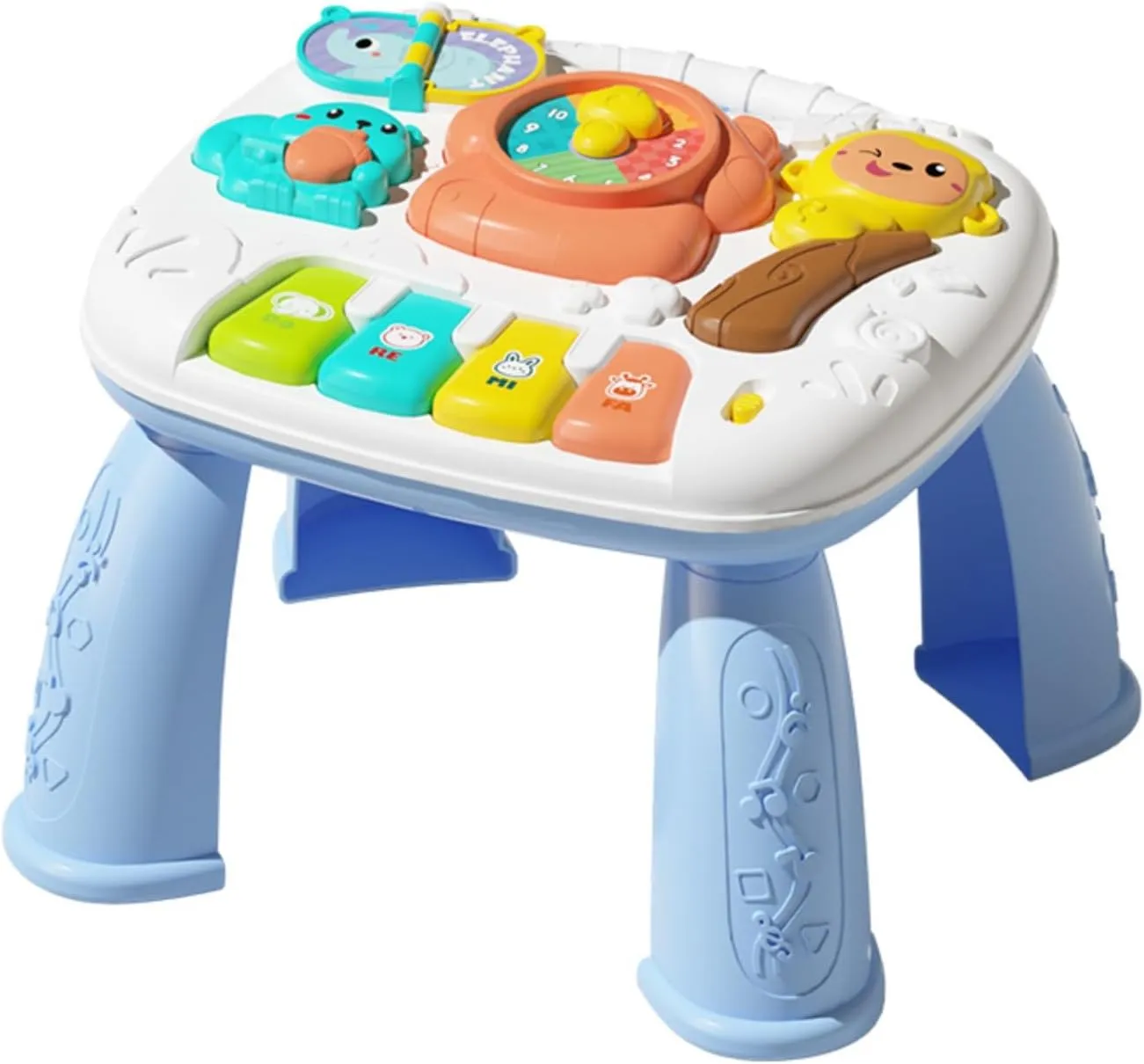 Baby Multi-Functional Learning Table - 12 Months   Detachable Tripod Early Education Music Game Table Animal Sound Effects   Piano Keys   Multi-Sensory Enlightenment Toys (Blue)