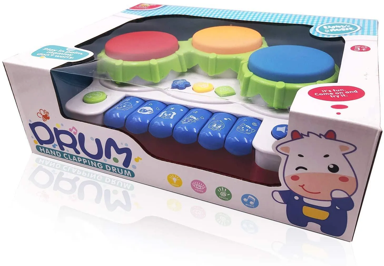 Baby Musical Toy Three-sided Drum for Toddler, Piano and Drum Musical Instruments Toys