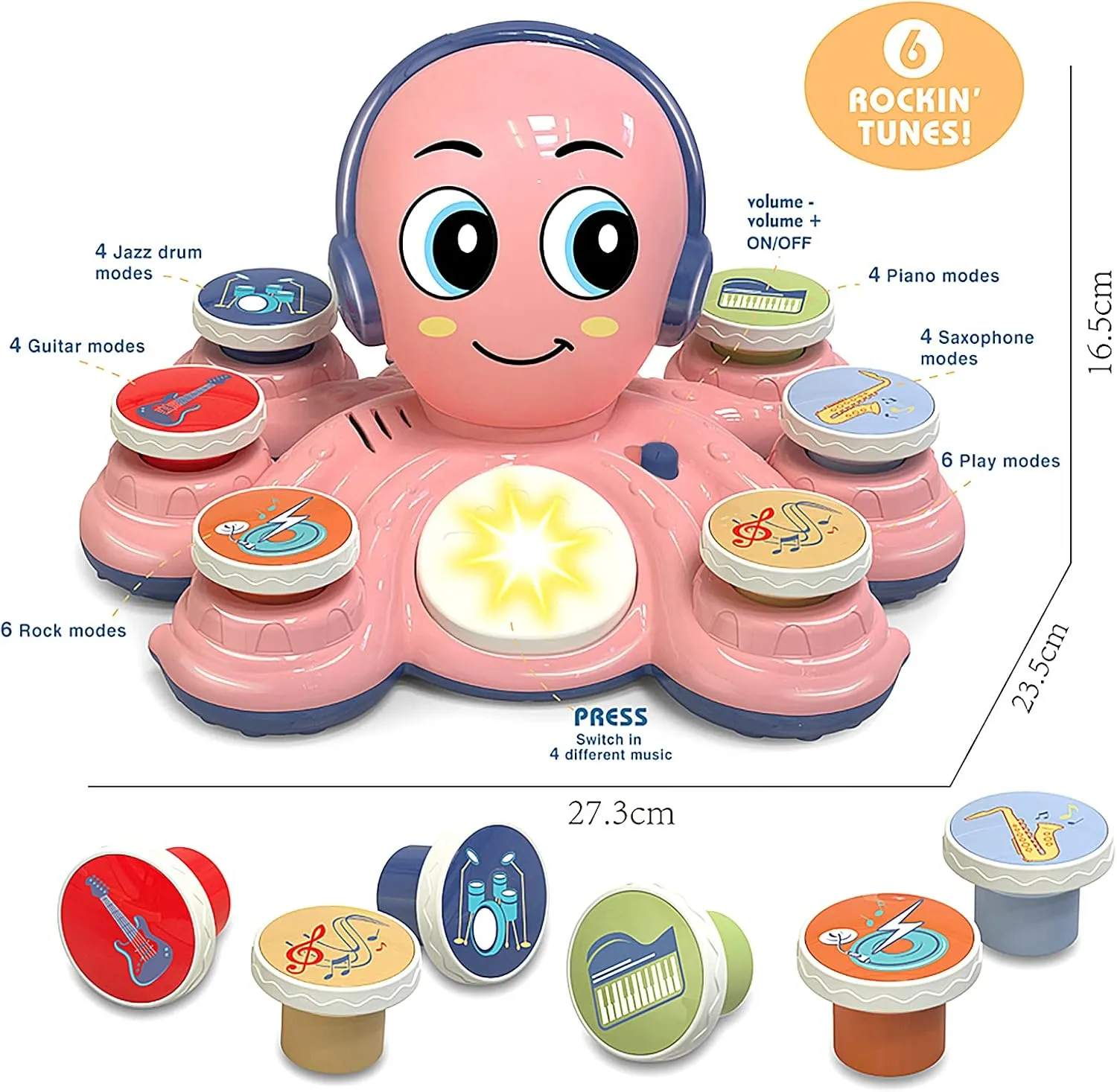 Baby Musical Toys Learning Toys for Toddlers, Octopus Music Toys, Preschooler Musical Educational Instruments Toy for Baby, Birthday Toys for Girls Boys