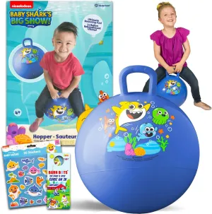 Baby Shark Hopper Ball Set - Bundle with 15" Hopper Ball Outdoor Activities, Parties Plus Stickers, More | Baby Shark Outdoor Toys for Toddlers