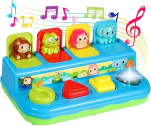 Baby Toys 6-18 Months, Music Light Pop Up Toys for Toddlers 1-3 Years Old Boys Girls Gifts, Cause and Effect Interactive Animal Montessori Early Learning Infant Toys