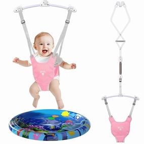Baby Jumper, Baby Doorway Jumper with Adjustable Strap, Protable Baby Jumpers and Bouncers, Easy to Assemble, Toddler Bouncer Jumper with Water Mat
