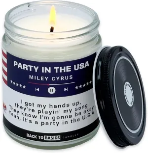 Back to Basics Candles | Party in The USA - 9oz Soy Wax Cucumber Melon Scented Candle for Home Decor, Birthday Gifts for Women, Men, Best Friend | Relaxing Aromatherapy Made in USA