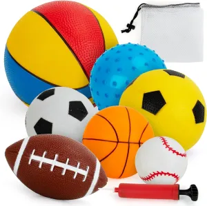 Balls for Toddlers 1-3,Toddler Sports Toys,Set of 7 Kids Ball Soft Foam Baby Sports Balls- Soccer Ball Basketball Baseball Rugby Bounce Ball Playground Indoor Outdoor Toys Gifts,with Free Bump/Bag…