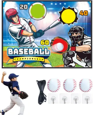 Baseball Throwing Game Set - Backyard/Outdoor/Indoor Mini Baseball Throwing Target Toy with Sticky Goal - Boys Girls Birthday Gift Toy for Kids Yard Backyard Games