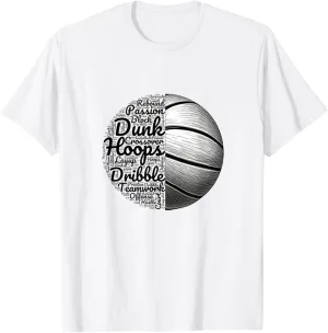 Basketball Men Women Youth Player Slam Dunk Typography T-Shirt
