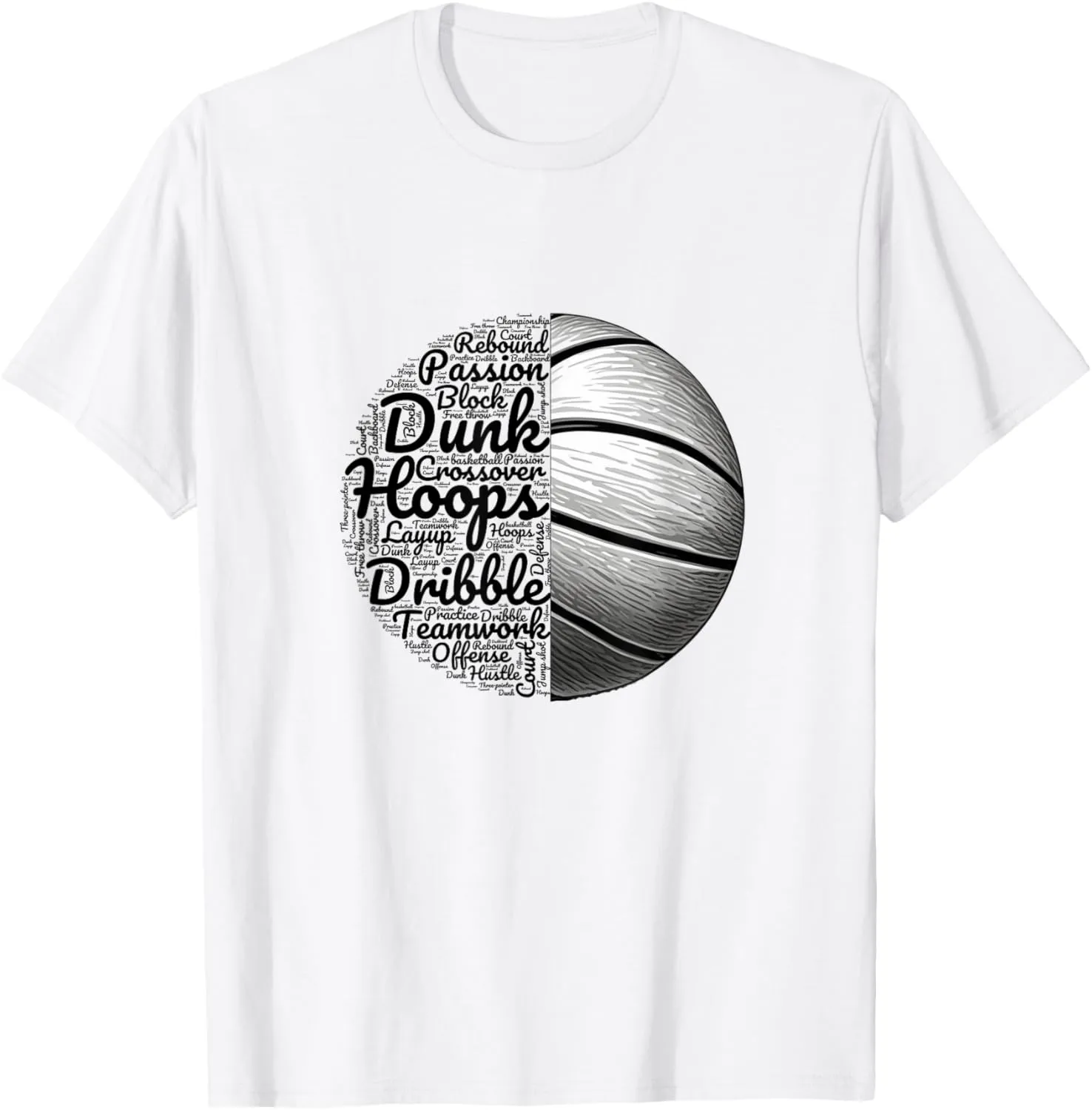 Basketball Men Women Youth Player Slam Dunk Typography T-Shirt