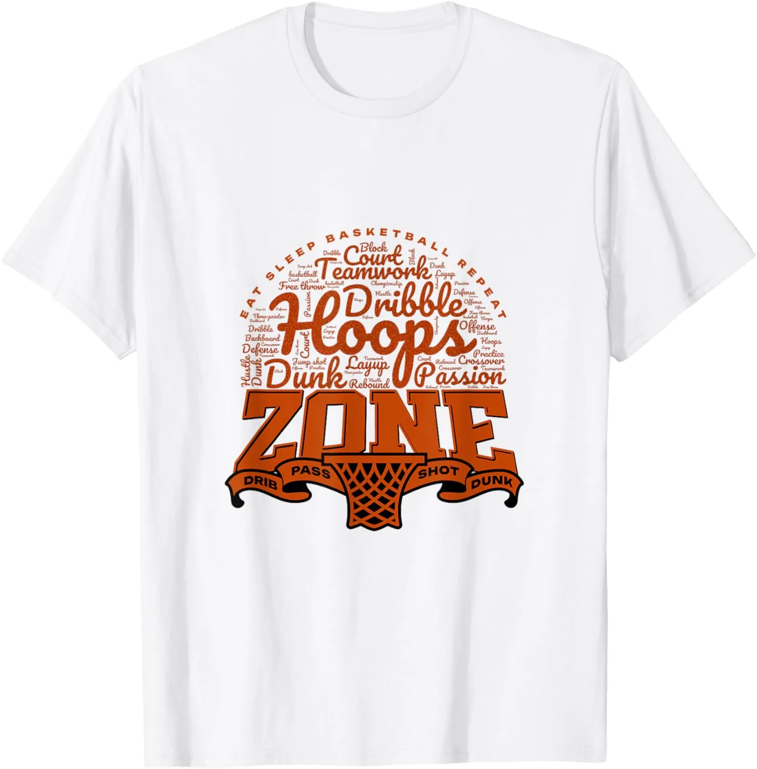 Basketball Men Women Youth Player Slam Dunk Typography T-Shirt